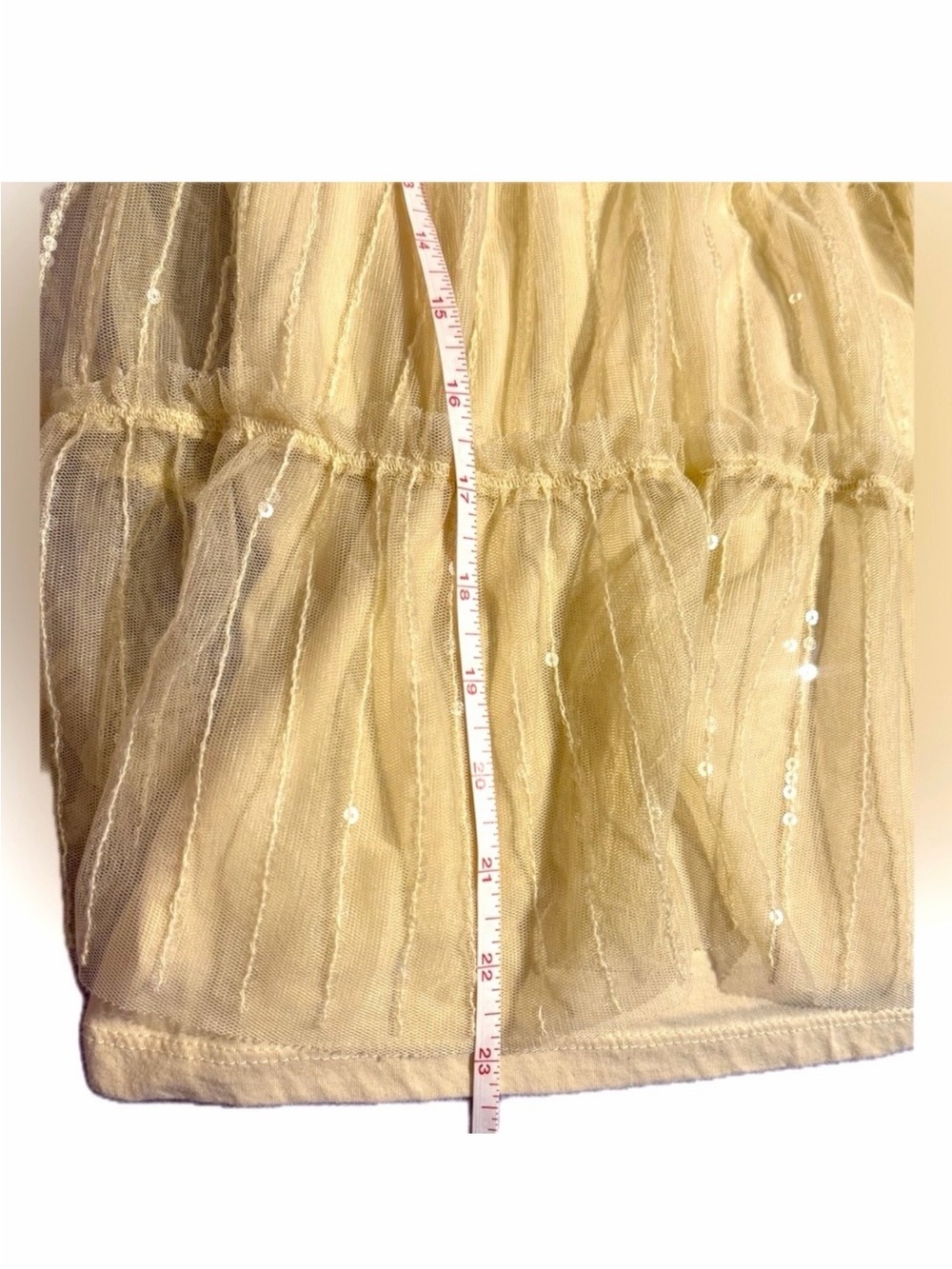 American Eagle Outfitters Cream Layered Sequin Top - Sheer Over Camisole Top - Picture 8 of 11